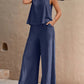 Olivia – elegantes set aus ärmellosem tanktop und hose mit weitem bein