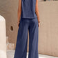Olivia – elegantes set aus ärmellosem tanktop und hose mit weitem bein
