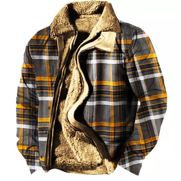 Jack – retro-fleecejacke mit karomuster für herren