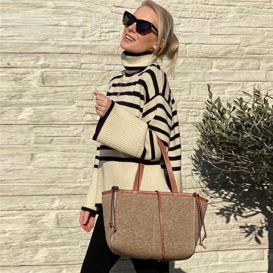 Natalie - gestreifter rollkragenpullover