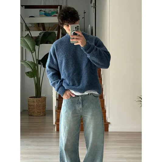 Herren rundhals pullover im zeitlosen design