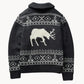 Mountridge - gemütliche herren-pulloverjacke im patchwork-design mit rentiermotiv