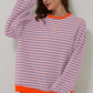 Lässig gestreiftes damen-sweatshirt mit kontrastierenden Akzenten