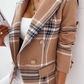 Winterpullover für damen mit kariertem und gestreiftem patchworkmuster