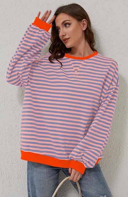 Zoe übergroßer pullover | gestreifter, gemütlicher pullover