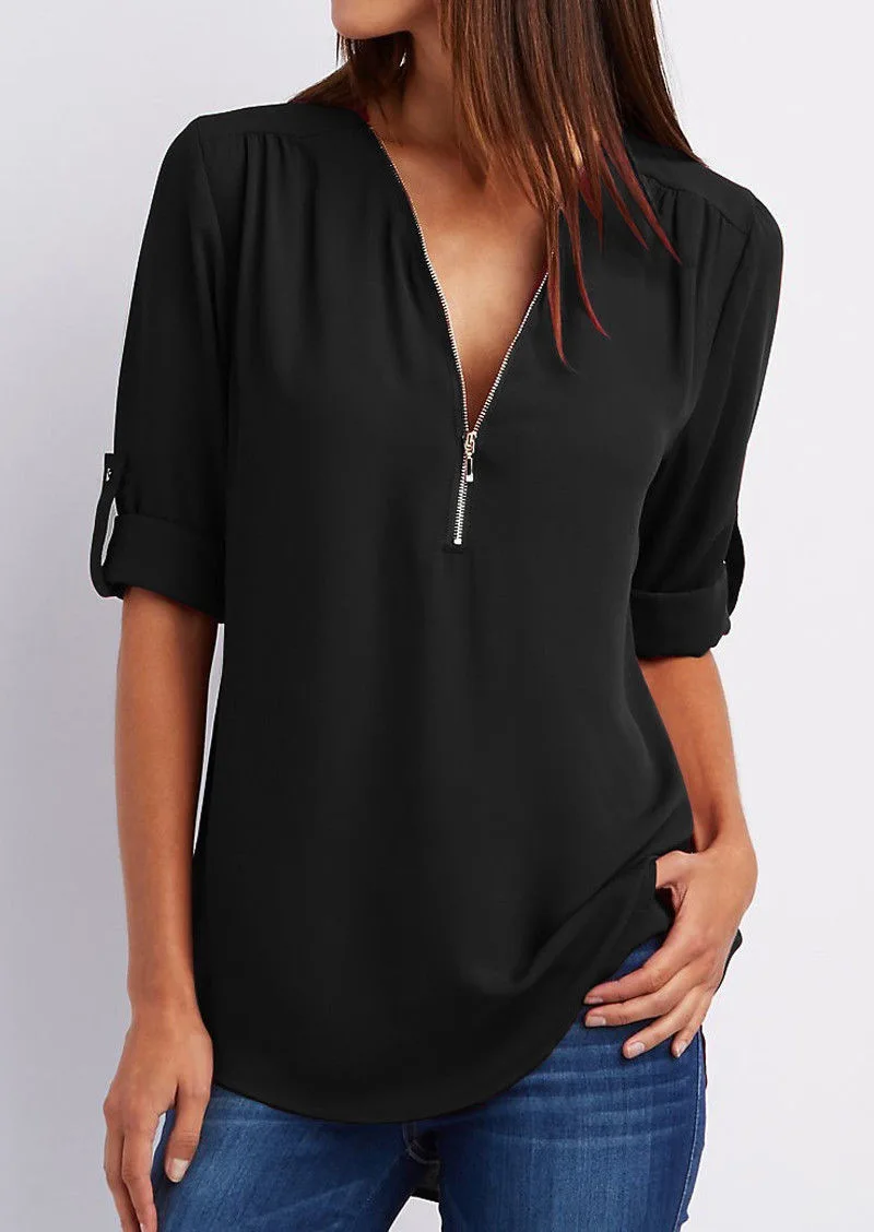 Adeline – chiffonbluse mit reibverschluss