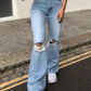 Saoirse – vintage-jeans mit hohem bund und flair