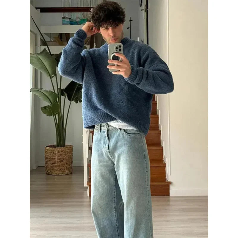 Herren rundhals pullover im zeitlosen design