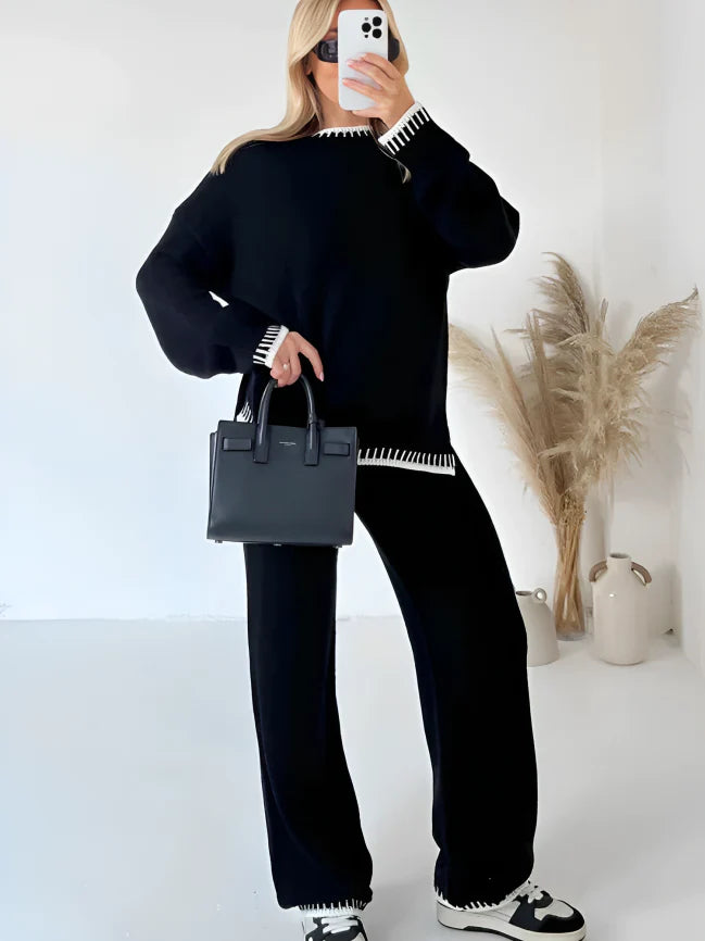 Ingrid - elegantes, warmes, locker gestricktes zweiteiliges set für frauen