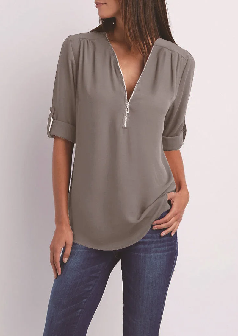 Adeline – chiffonbluse mit reibverschluss