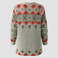 Damenpullover aprikose mit geometrischem muster - wintermode 2024