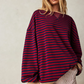 Lässig gestreiftes damen-sweatshirt mit kontrastierenden Akzenten