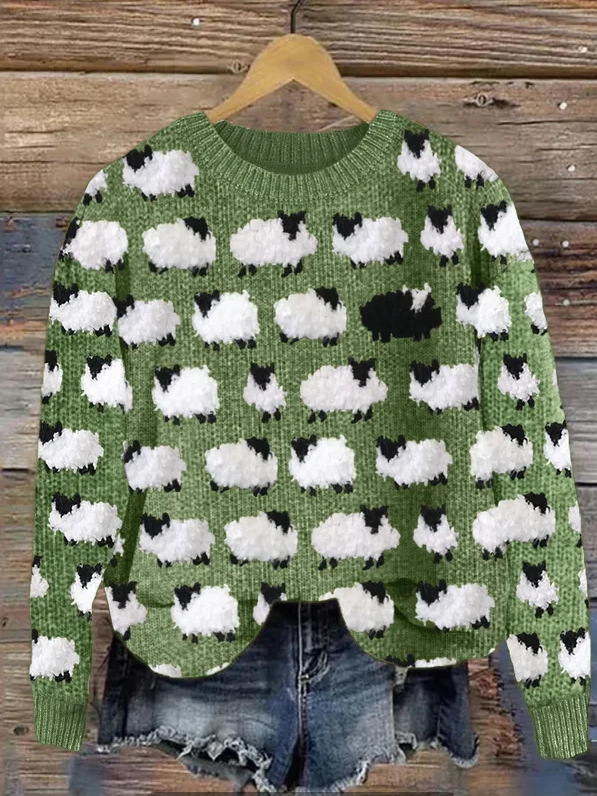 Seren – vintage-pullover mit hühnern und küken
