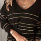 StripeStyle - gestreiftes muster v-ausschnitt pullover