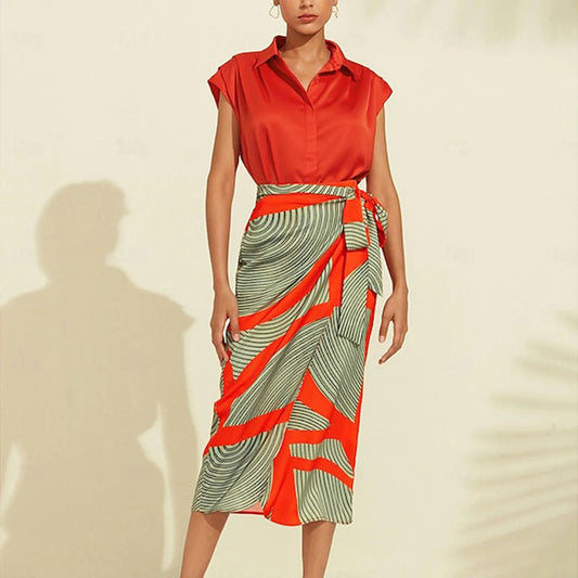 Jessica – auffälliges rotes midikleid mit v-ausschnitt