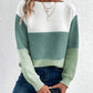 Natalie – farbblock-langarmpullover mit rundhalsausschnitt