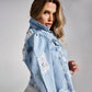 Mary - damen jeansjacke im destroyed-look
