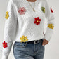 Kaadrie - strickpullover mit 3D-gesticktem blumenmuster