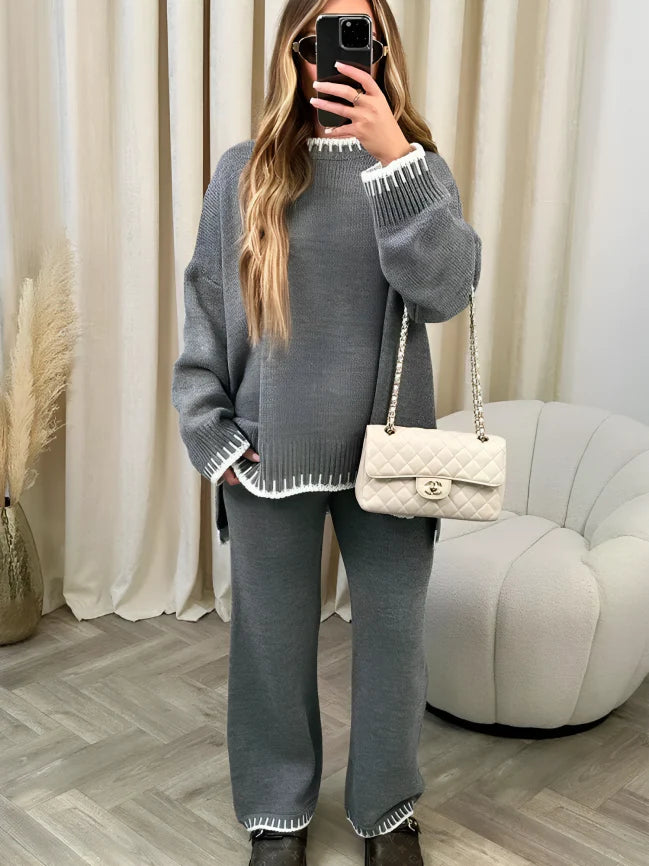 Ingrid - elegantes, warmes, locker gestricktes zweiteiliges set für frauen