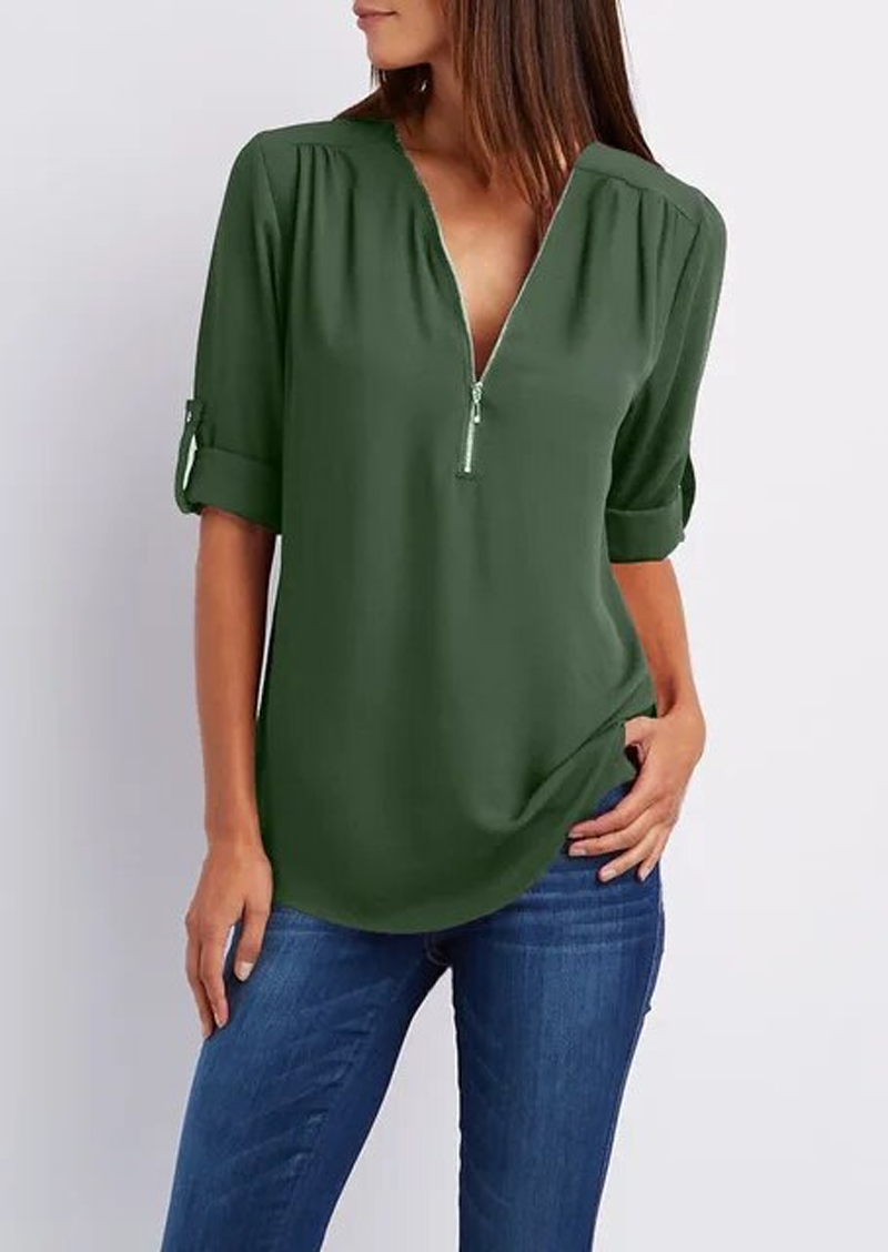 Adeline – chiffonbluse mit reibverschluss