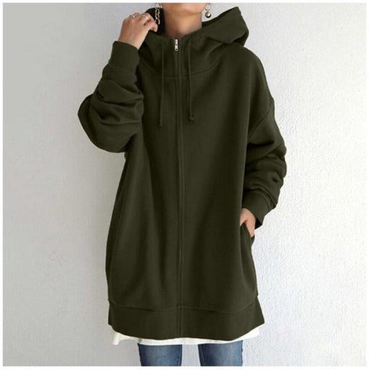 Kerenza – gemütlicher fleecepullover mit kapuze und reibverschluss