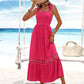 Rotes maxikleid mit spitzendetail und schleifen - Emily
