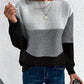 Natalie – farbblock-langarmpullover mit rundhalsausschnitt