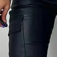 Grace – cargo-jeans in lederoptik mit mehreren taschen