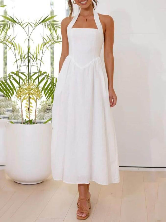 Schwarzes maxikleid halter - Clara