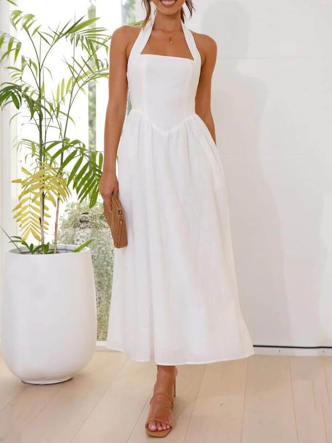 Schwarzes maxikleid halter - Clara