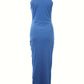 Sophia – gerafftes trägerkleid mit schlitz und seitlichem kordelzug