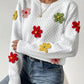 Kaadrie - strickpullover mit 3D-gesticktem blumenmuster