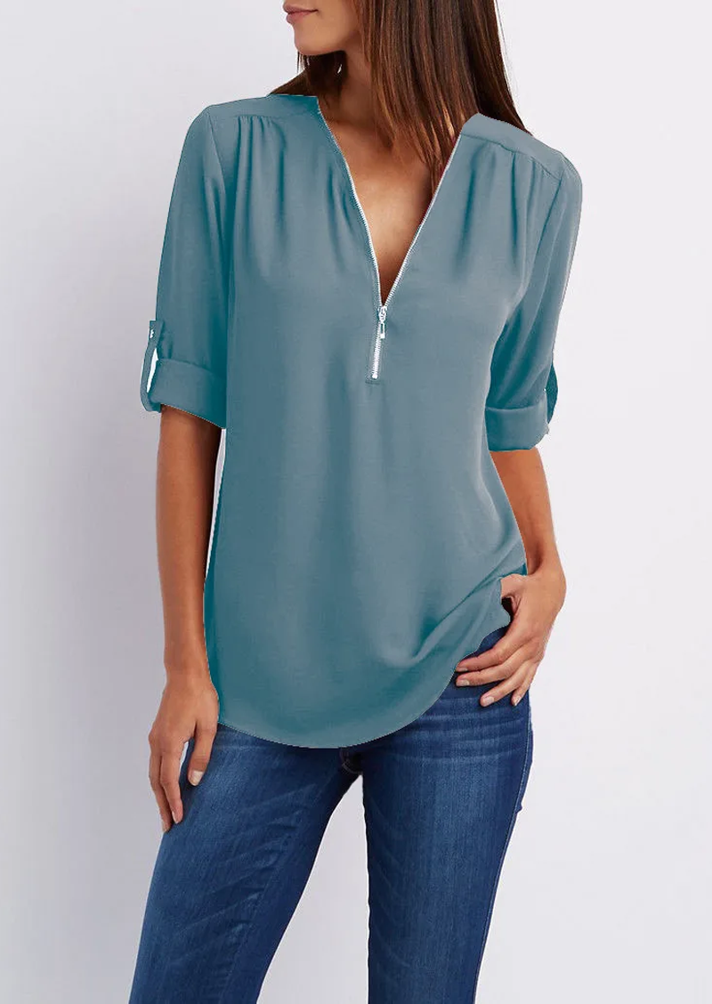Adeline – chiffonbluse mit reibverschluss