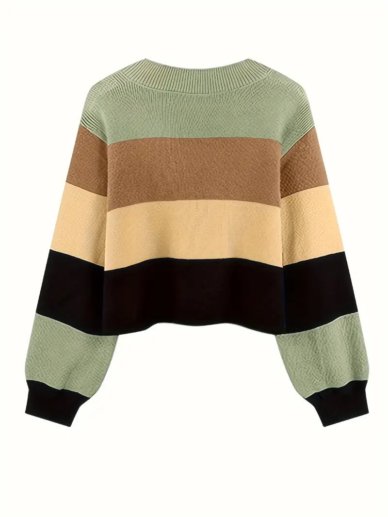 Aquila - mehrfarbiger pullover aus baumwolle mit v-ausschnitt
