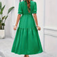 Fiona – gerafftes kleid mit v-ausschnitt und geteiltem saum