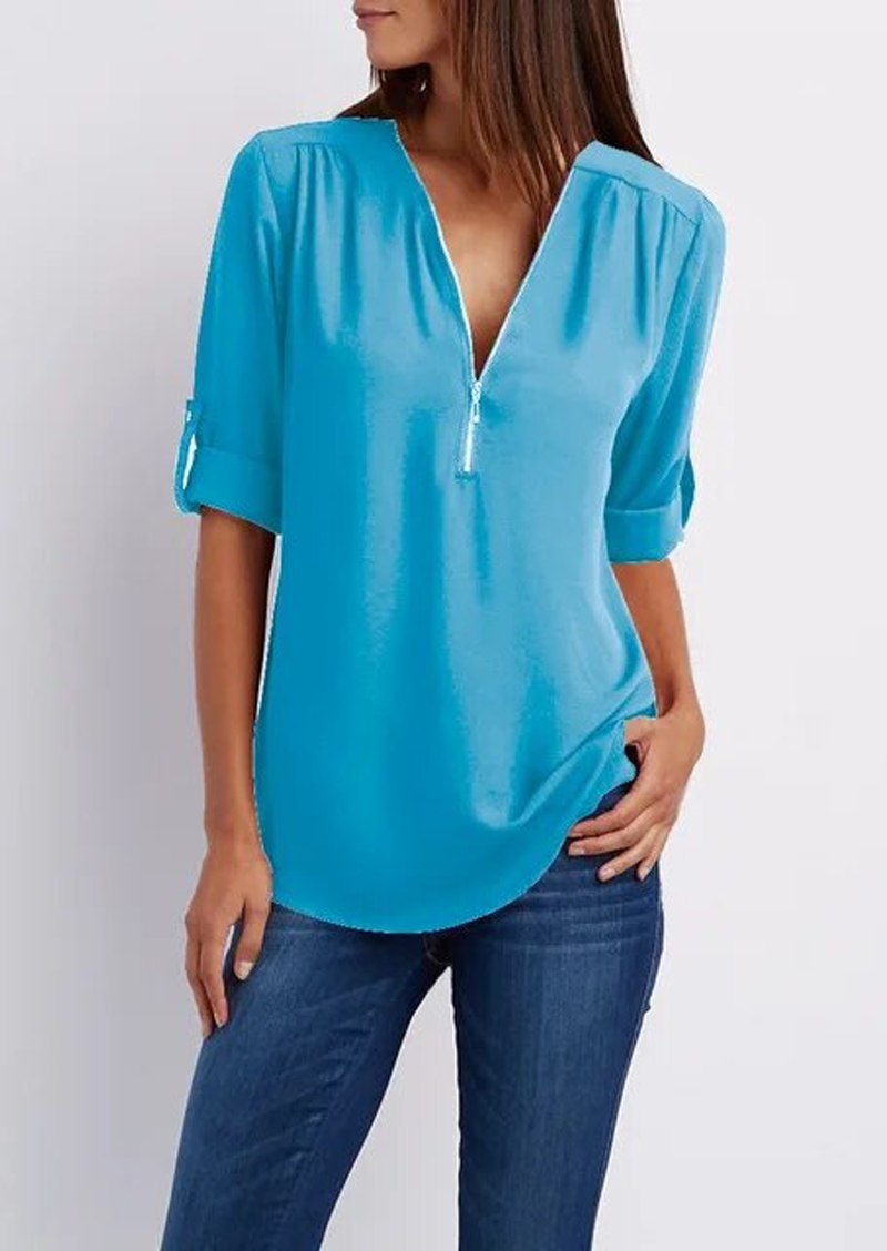 Adeline – chiffonbluse mit reibverschluss