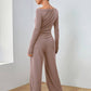 Mia – solides, lässiges set aus langarmshirt und hose mit weitem bein