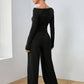 Mia – solides, lässiges set aus langarmshirt und hose mit weitem bein