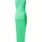 Sophia – gerafftes trägerkleid mit schlitz und seitlichem kordelzug