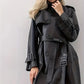 Winona - trenchcoat lederjacke mit gürtel