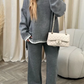 Warmes winterpullover-set mit langen armeln und besonderen details