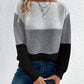 Natalie – farbblock-langarmpullover mit rundhalsausschnitt
