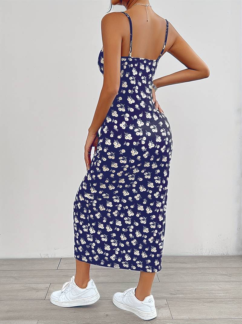 Grace – cami-kleid mit blumendruck und geteiltem saum