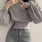 Letia - lässiger luxus elegantes t-shirt in uni mit knopfdetail