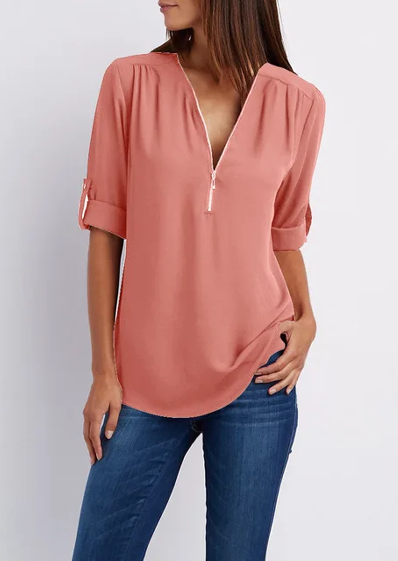 Adeline – chiffonbluse mit reibverschluss