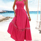 Rotes maxikleid mit spitzendetail und schleifen - Emily