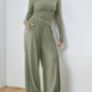 Mia – solides, lässiges set aus langarmshirt und hose mit weitem bein