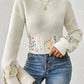 Leyla - strickpullover mit blumenstickerei