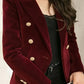 Elegante burgunder samtjacke für famen – schlankmacher-blazer