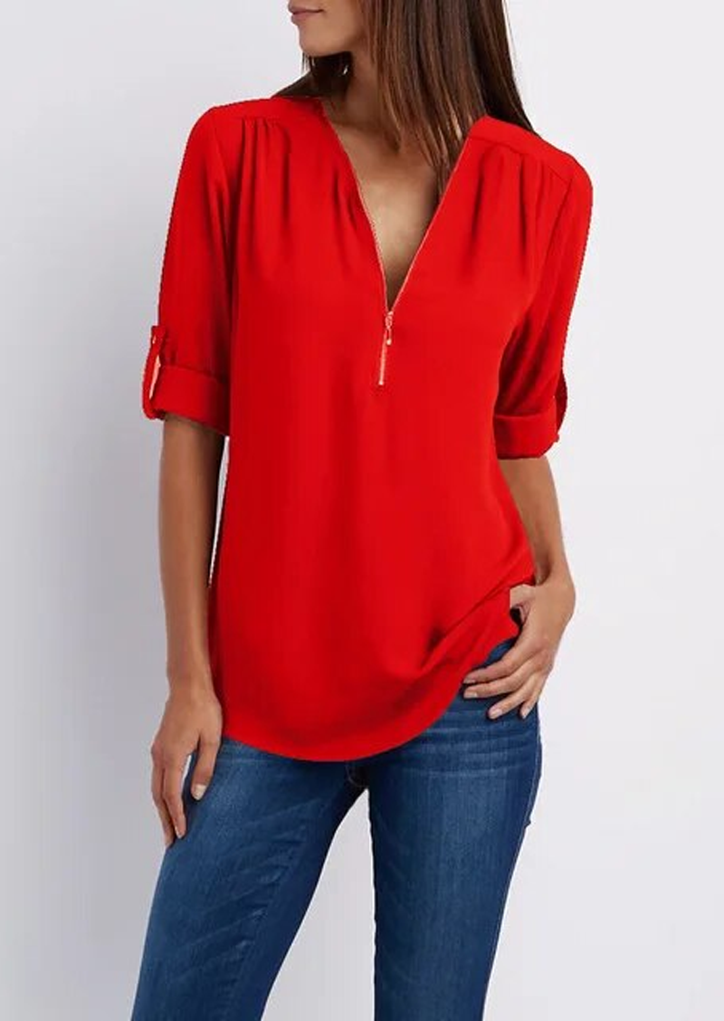Adeline – chiffonbluse mit reibverschluss